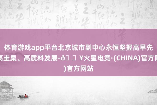 体育游戏app平台北京城市副中心永恒坚握高早先、高圭臬、高质料发展-🔥火星电竞·(CHINA)官方网站